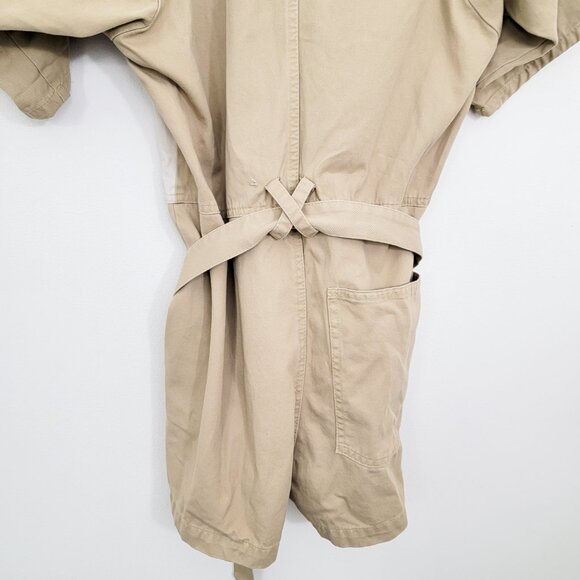 Rachel Comey Handy Belted Patchwork Shortsuit Romper In Sand 2 - Picture 8 of 10